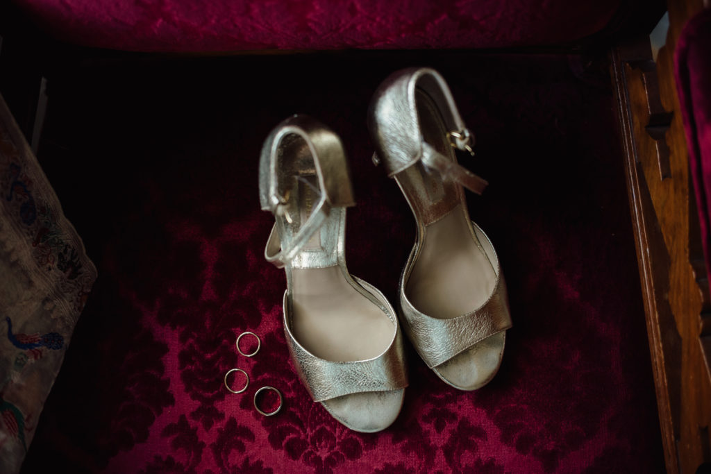 Wedding shoe details that are borrowed