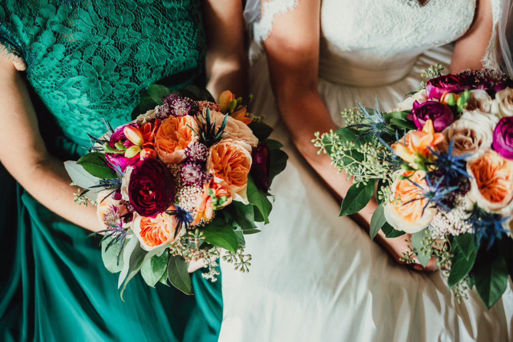 Colorful wedding floral ideas with bouquets wedding trends