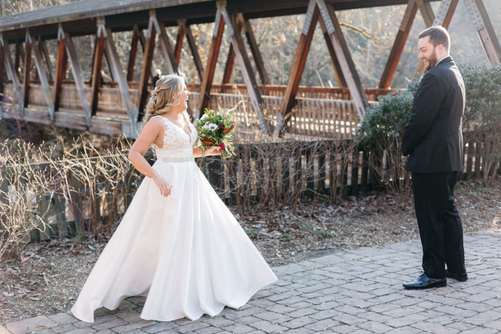 Roswell Mill Wedding First Look