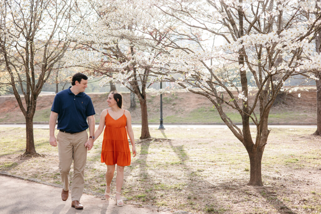 spring engagement photos at Piedmont park Atlanta 